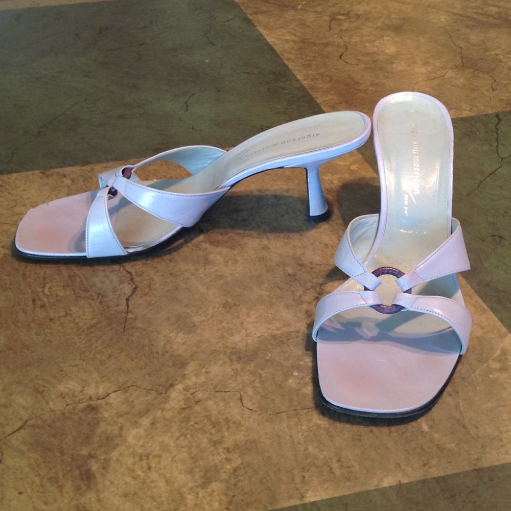 Sigerson Morrison Grey/Lavender kitten heel O-ring sandals, 10B